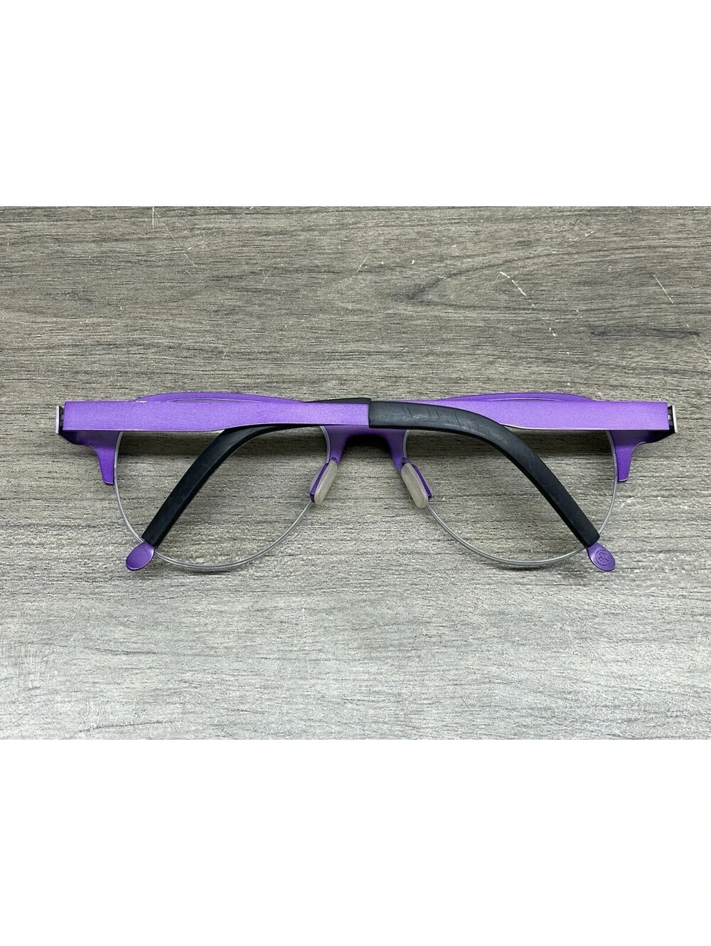 Entourage of 7 ‘Riverside’ 52[]18-140 Purple Titanium Eyeglasses Half Rim Frames